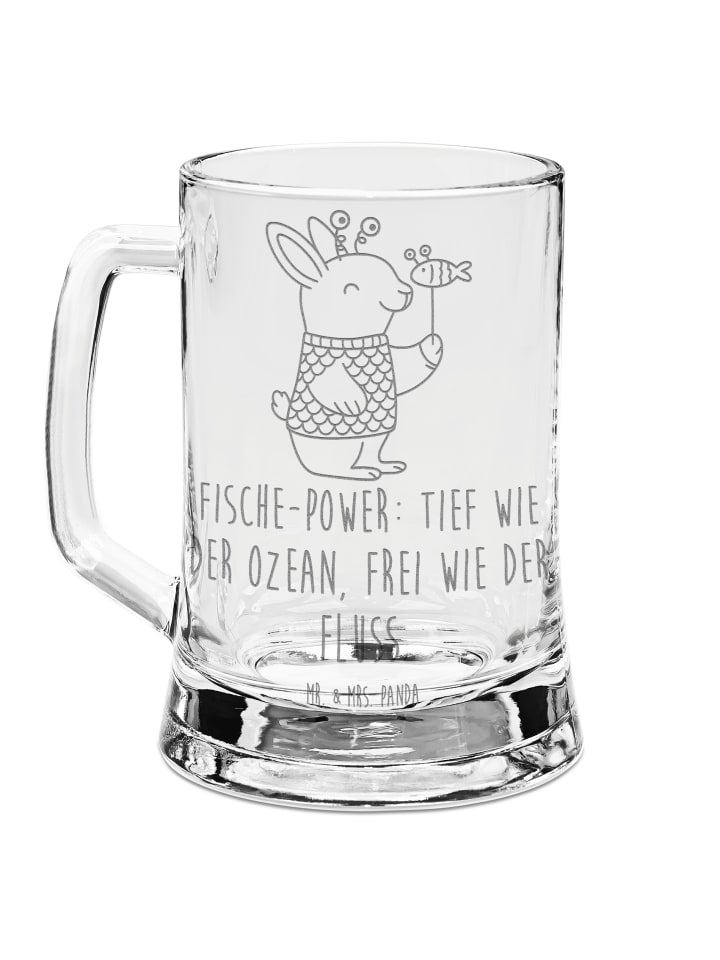 Bierglas Fische Astrologie mit Spruch in Transparent