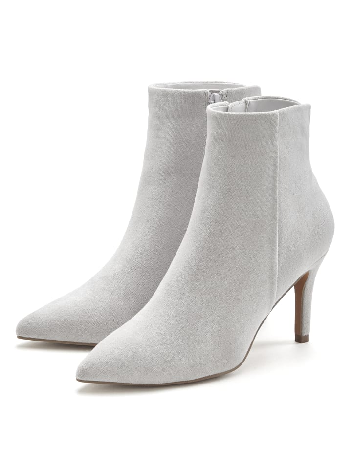 High-Heel-Stiefelette in hellgrau