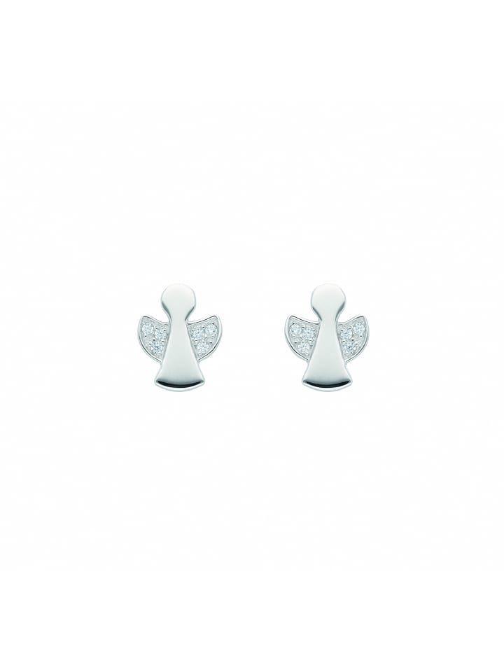 Damen 925 Silber Ohrringe / Ohrstecker mit Zirkonia in silber