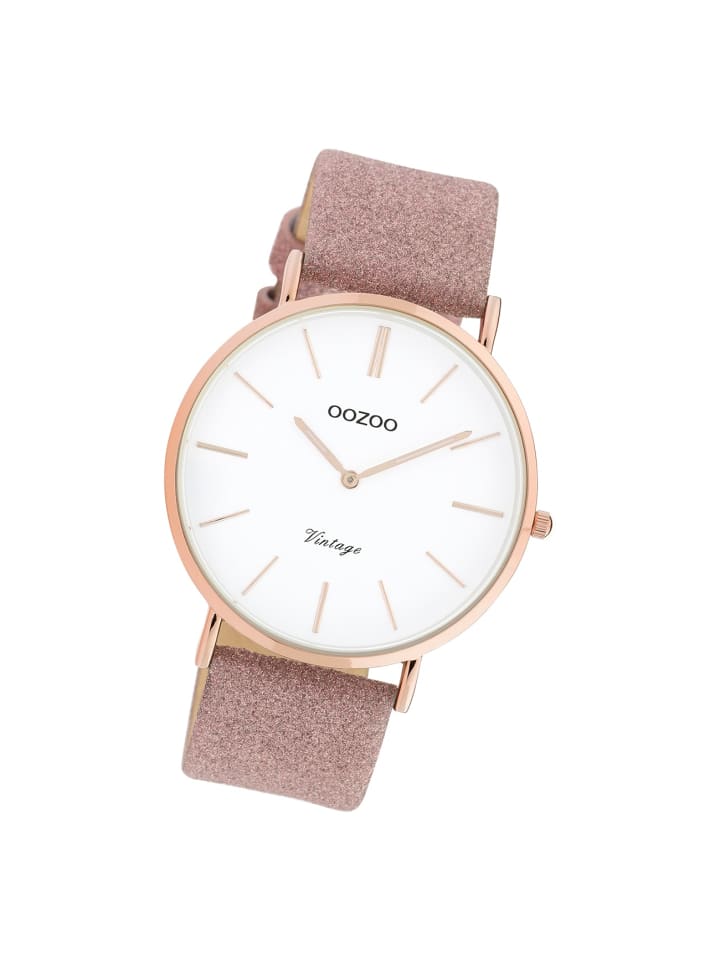 Analog-Armbanduhr Oozoo Vintage Series rosa groß (ca. 40mm)