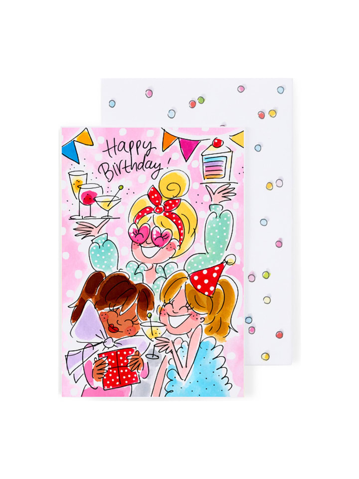Grußkarte Geburtstag - Beste Freundinnen & Sekt in Bunt - 17 x 11,5cm