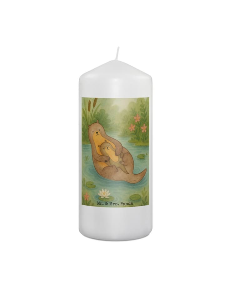 Wachskerze Otter Kind Design ohne Spruch in Weiß