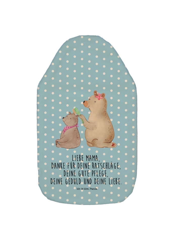 Wärmflasche Bär Kind mit Spruch in Blau Pastell
