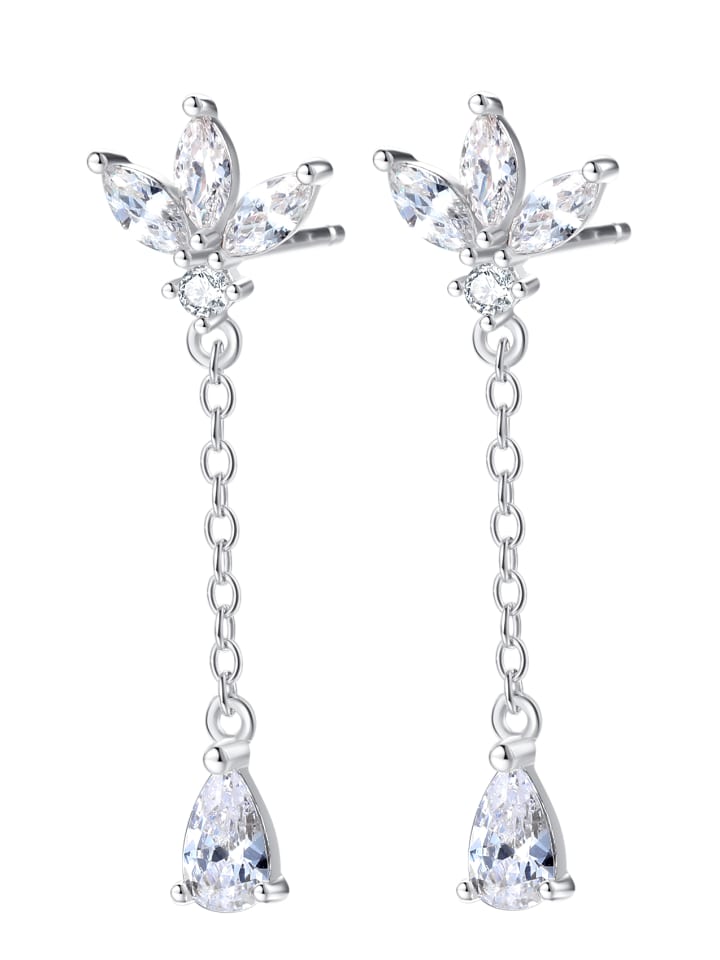 Ohrstecker Tropfen Ohrringe mit Zirkonia 925 Sterlingsilber in Silber