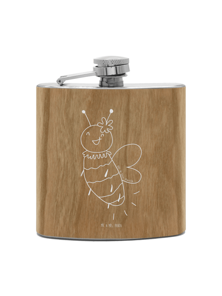 Schnapsflasche Biene Blume ohne Spruch in Braun
