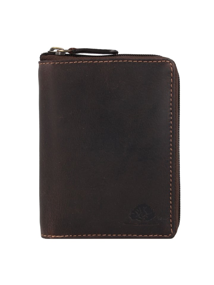 Tornado Geldbörse RFID Schutz Leder 10 cm teak brown