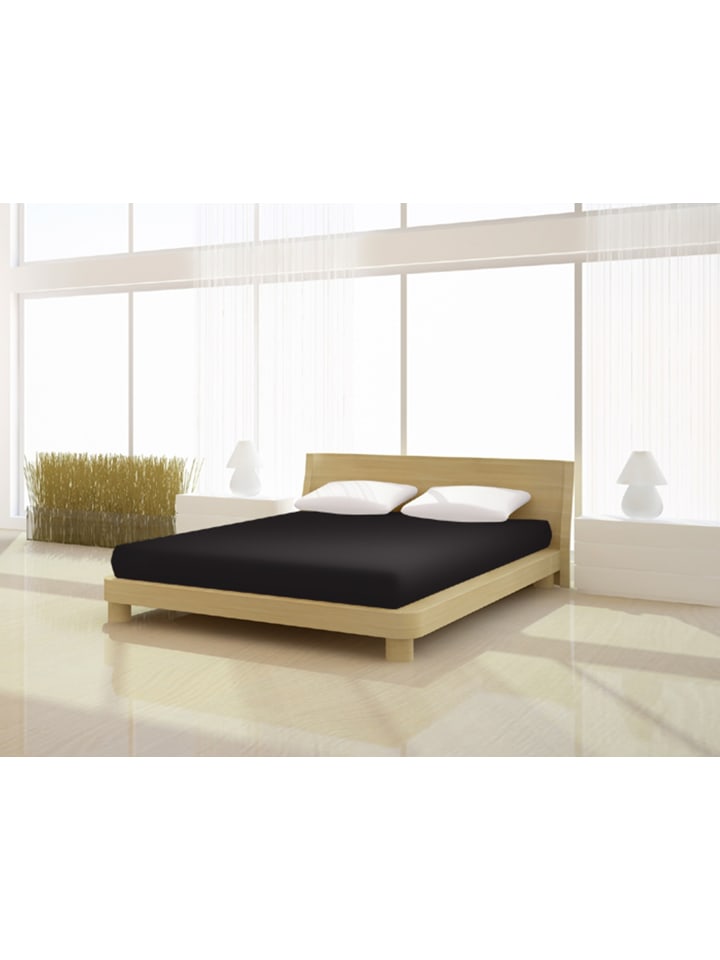 Spannbetttuch Elastan basic 180-200 x 200-220 cm in schwarz