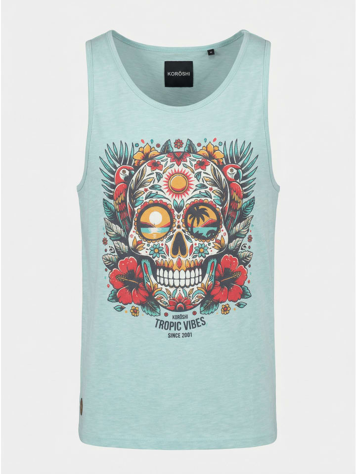 Herren baumwolle print tanktop in Verde claro / hellagrün