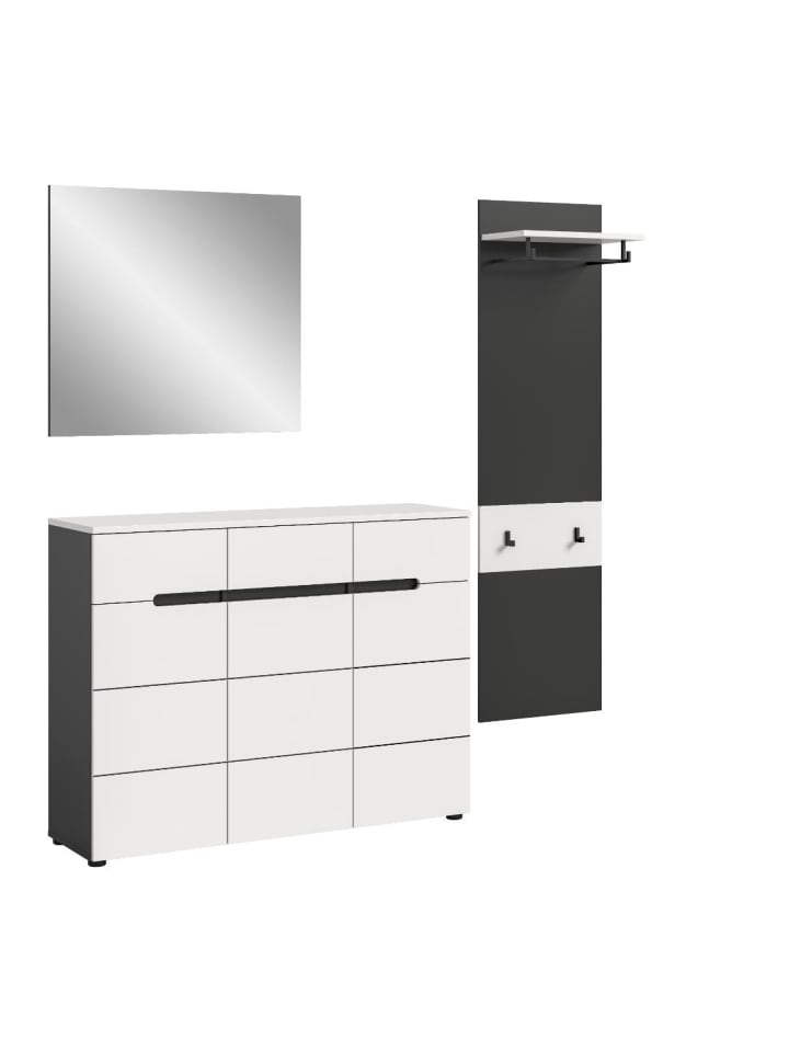 Garderobenmöbel Canu (3-teilig) Weiß 180 x 37 cm