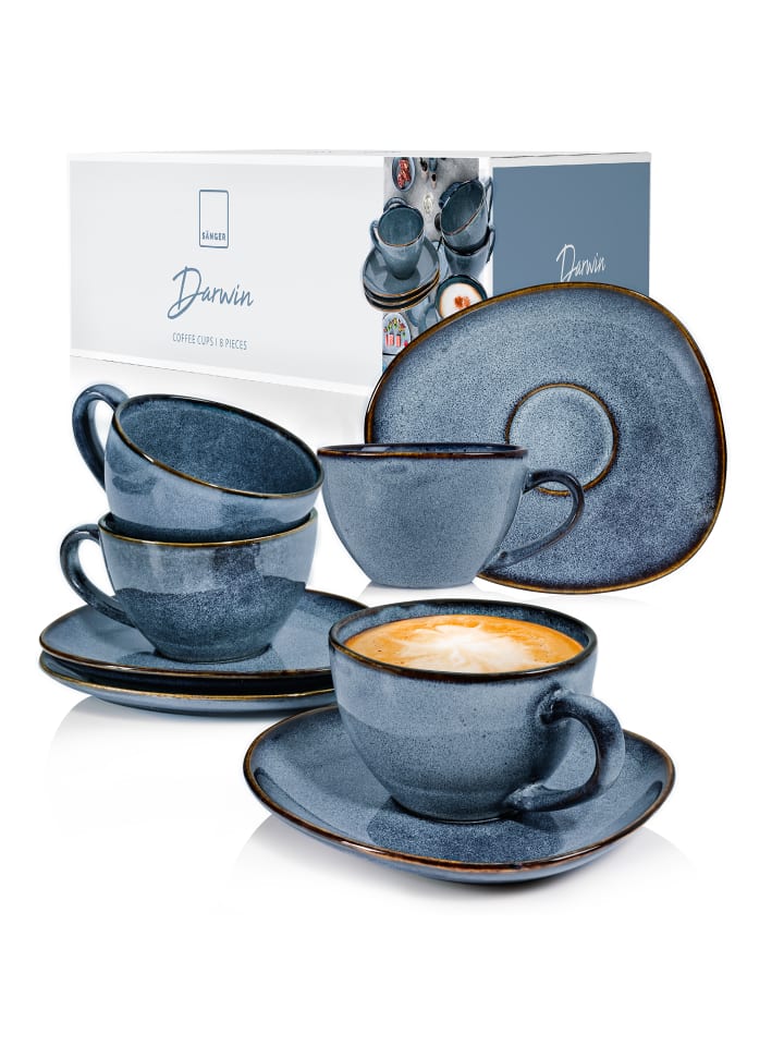 8-tlg. Kaffeetassen Set Darwin in Blau