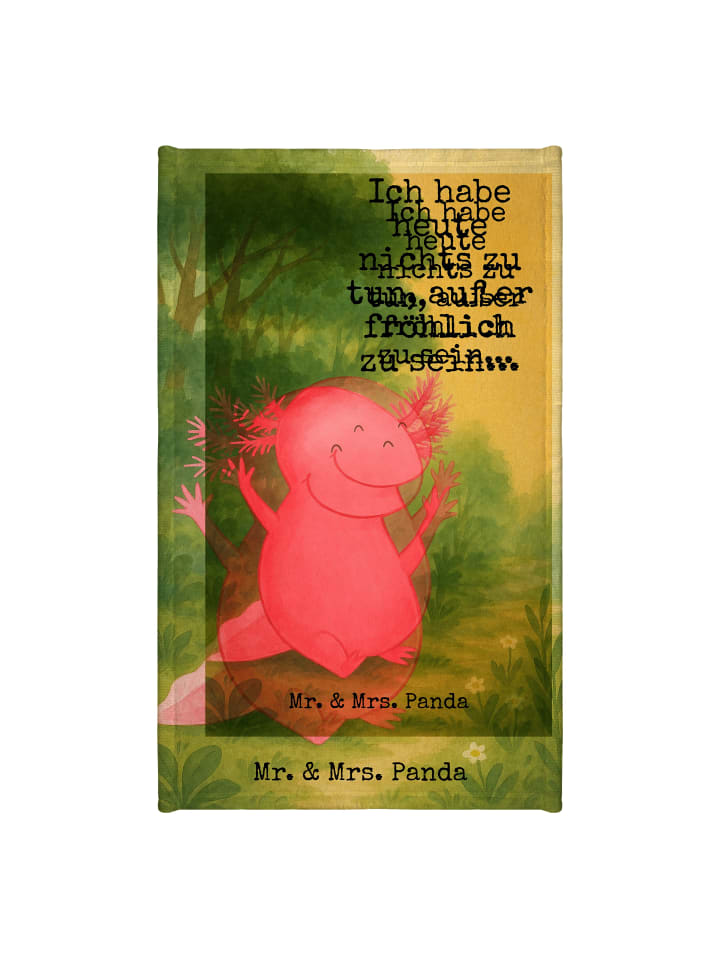 Handtuch Axolotl Hurra Design mit Spruch in Weiß