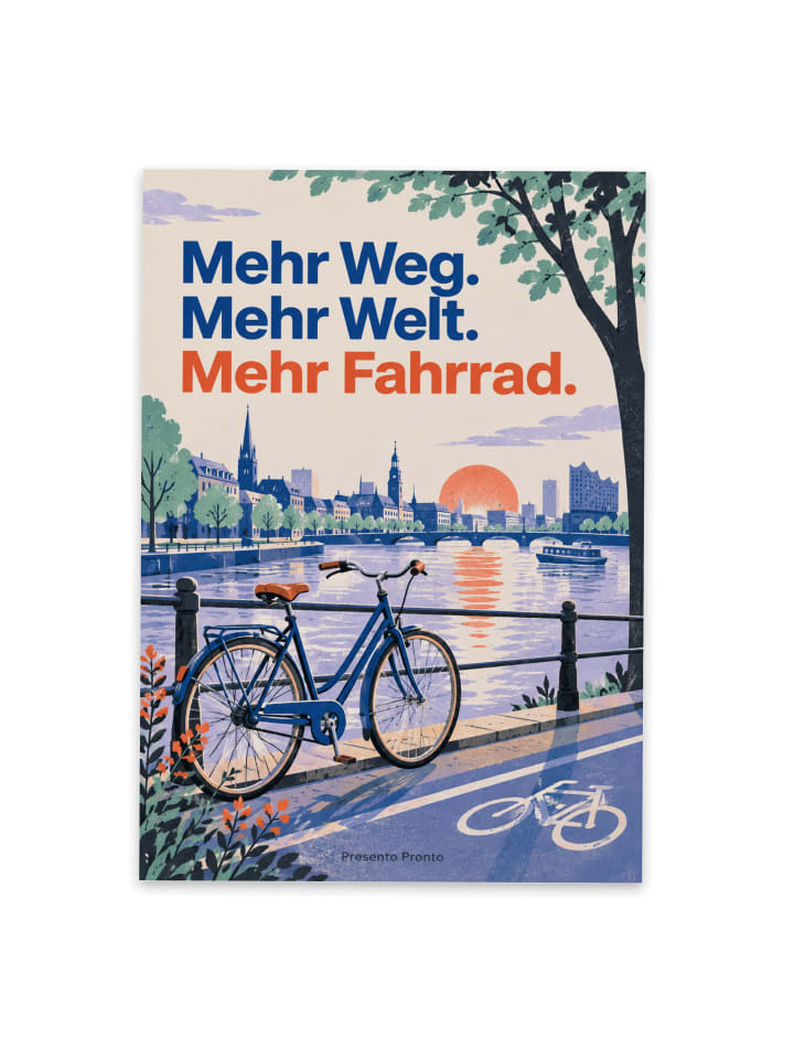 Postkarte Fahrrad modern Design mit Spruch in Weiß