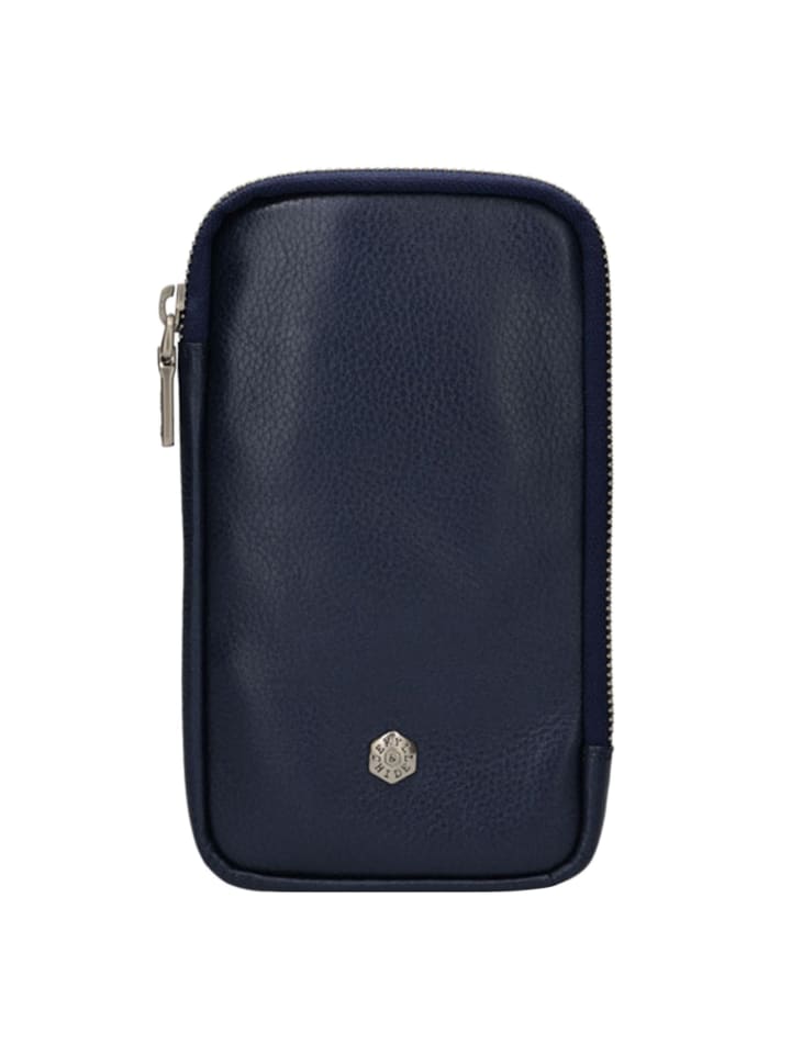 Paris Handytasche Leder 10 cm metallic indigo