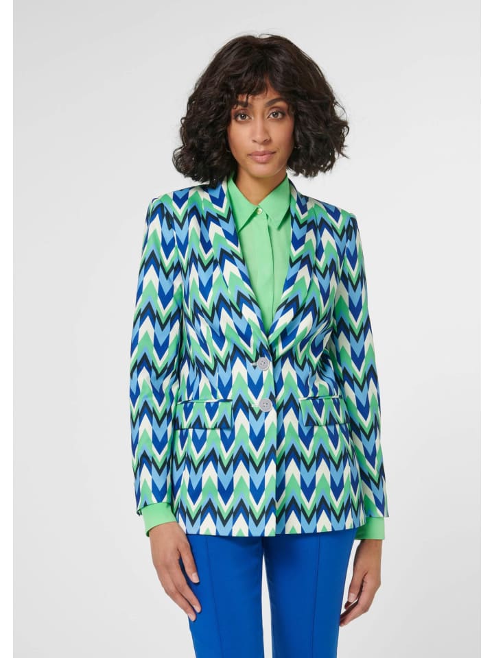 Bedruckter Blazer mit Schalkragen in royalblau / multicolor