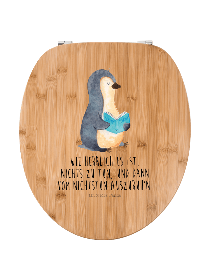 Klodeckel Pinguin Buch mit Spruch in Braun