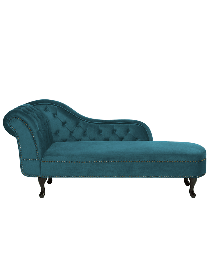 Chaiselongue NIMES in Blau/Schwarz - (W) 169 x (H) 79 x (L) 65 cm linksseitig