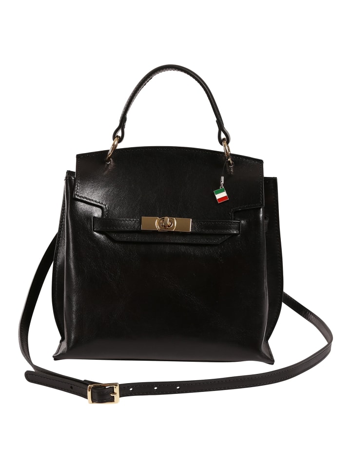 Florence Handtasche Leder schwarz ca. 25cm