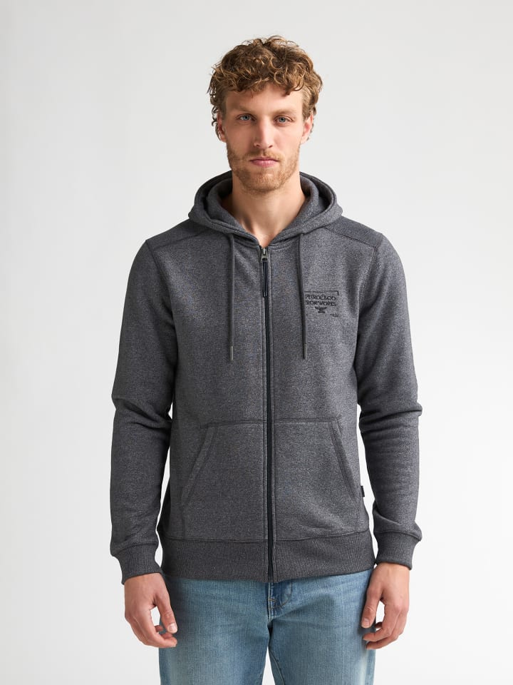 Melierter Hoodie mit Reißverschluss oakwood in Schwarz