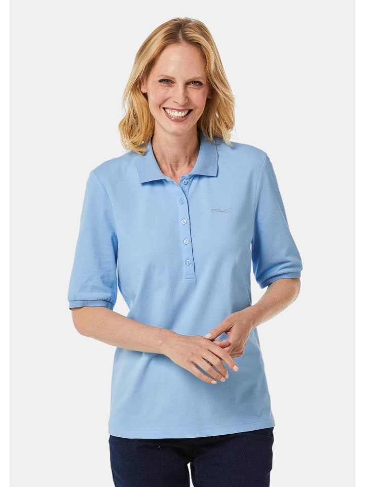 Baumwollshirt mit Glitzerstickerei in himmelblau