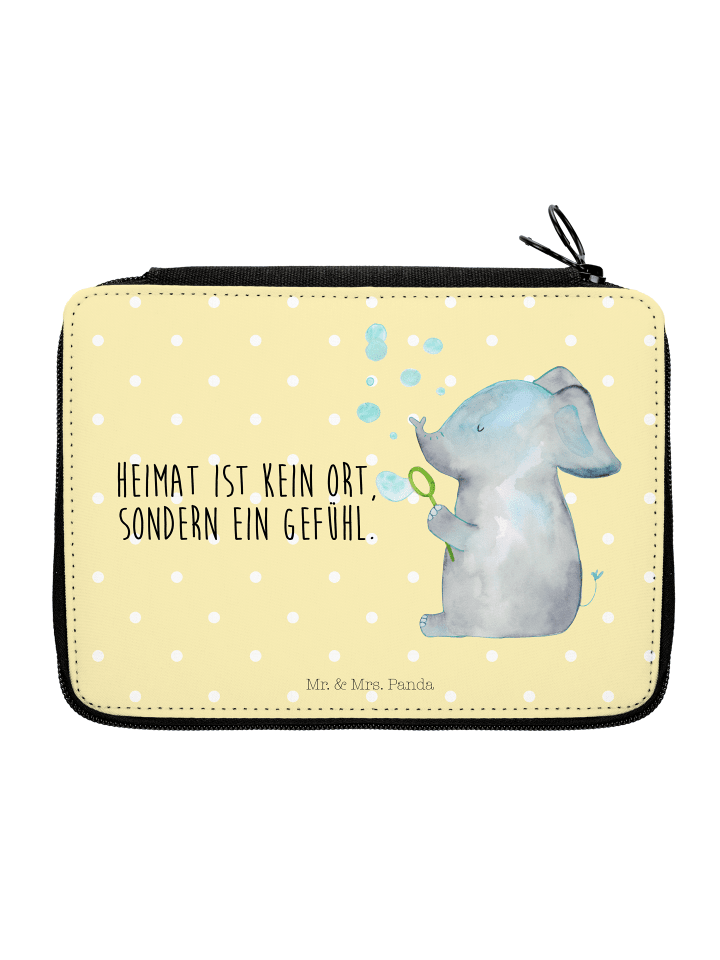 Etui Elefant Seifenblasen mit Spruch in Gelb Pastell