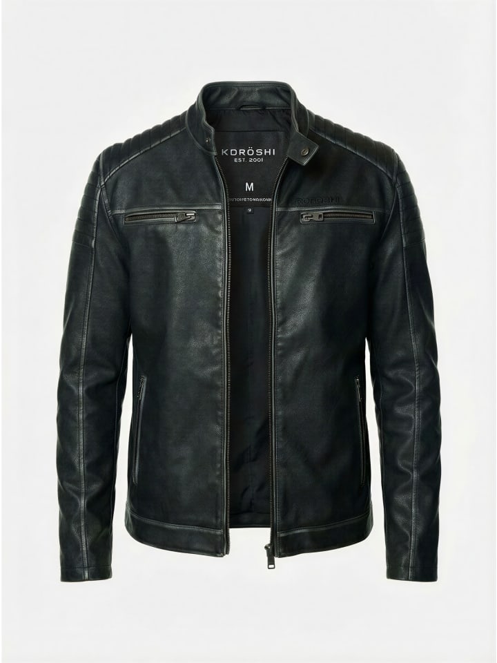 Kunstlederjacke in Schwarz