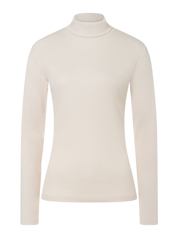 schmales, vielseitiges Ripp-Rollkragenshirt in powder cream