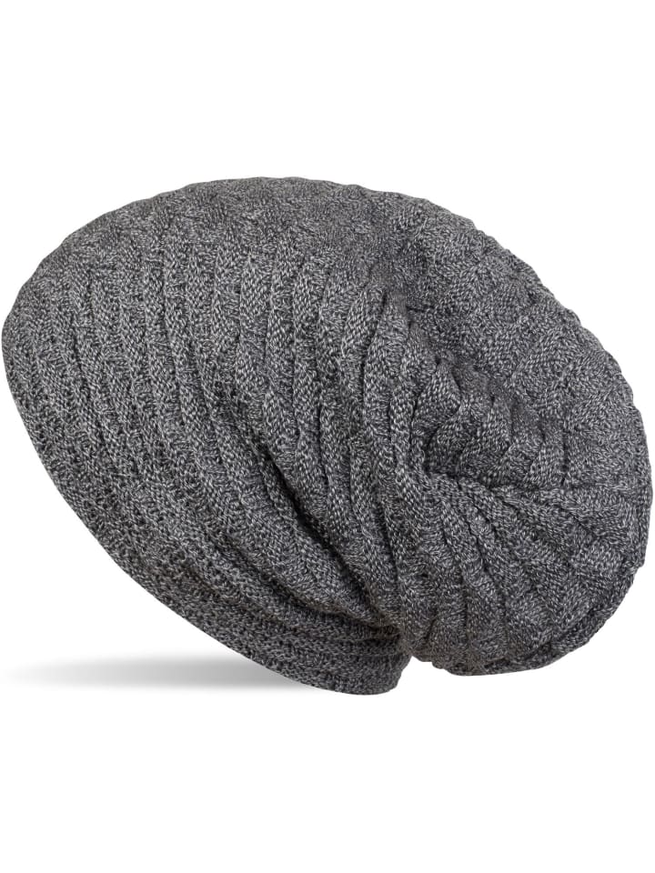 Feinstrick Beanie Mütze in Grau
