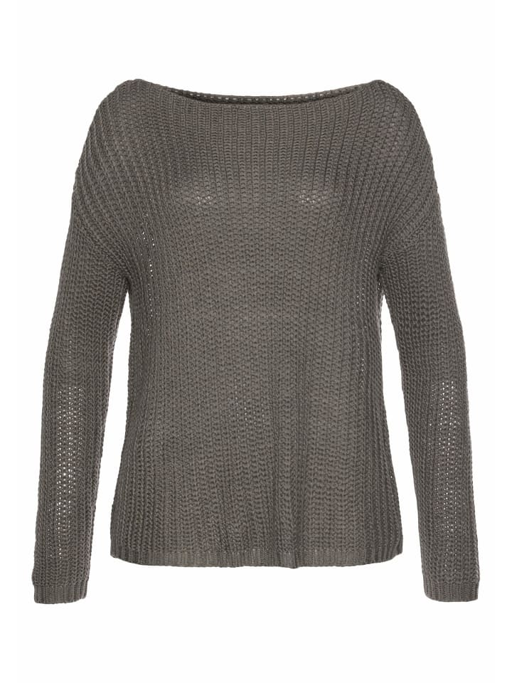 Rundhalspullover in khaki