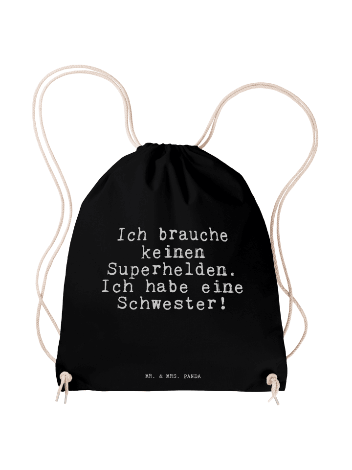 Turnbeutel Ich brauche keinen Superhelden.... m... in Schwarz