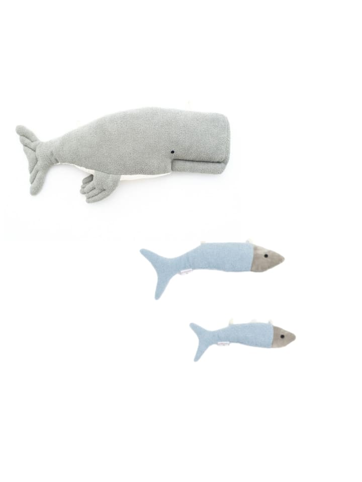 3er-Set Ozean-Kuscheltiere Grau/Hellblau – (B)29 x (H)84 x (T)14 cm