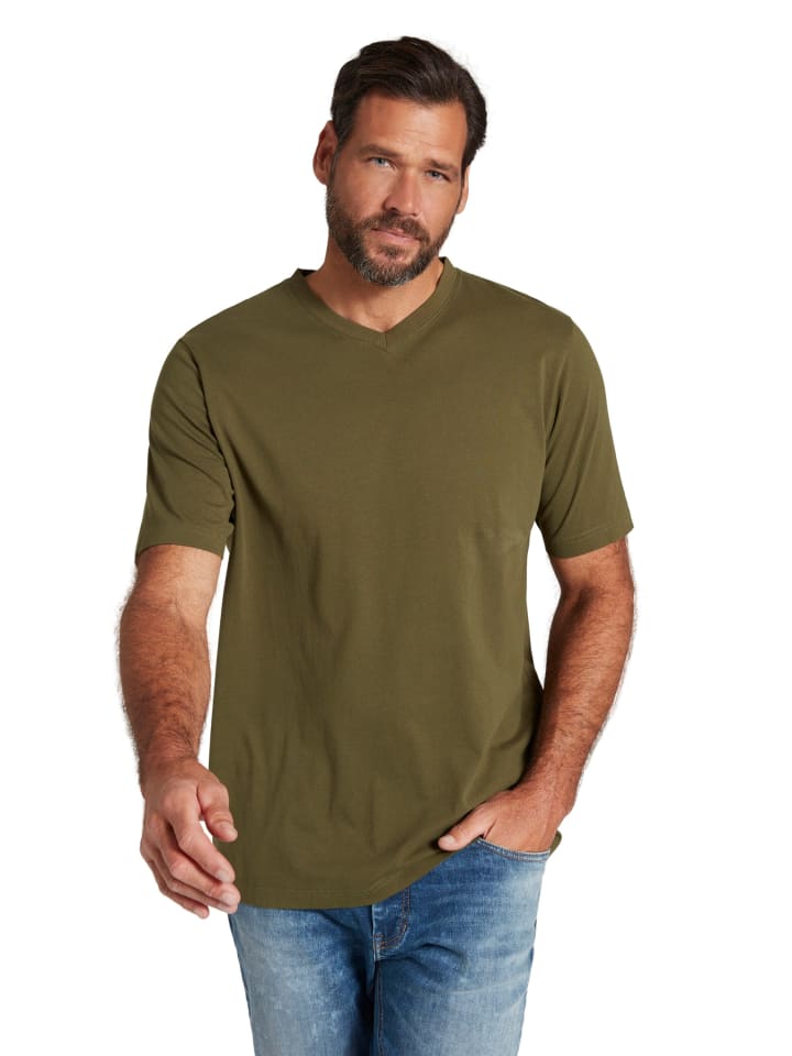 Kurzarm T-Shirt in dunkel khaki