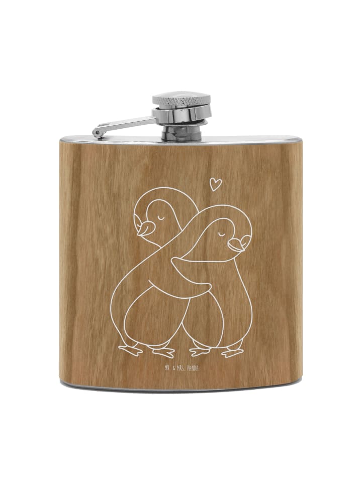 Flachmann Pinguine Kuscheln ohne Spruch in Braun