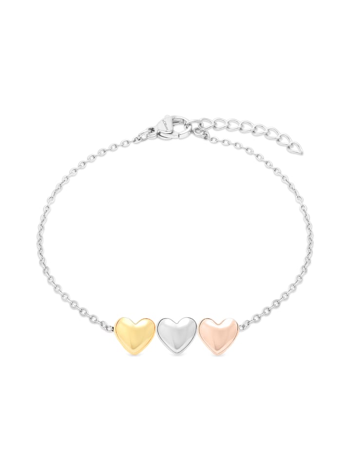 Armband Tricolor Hearts in silber