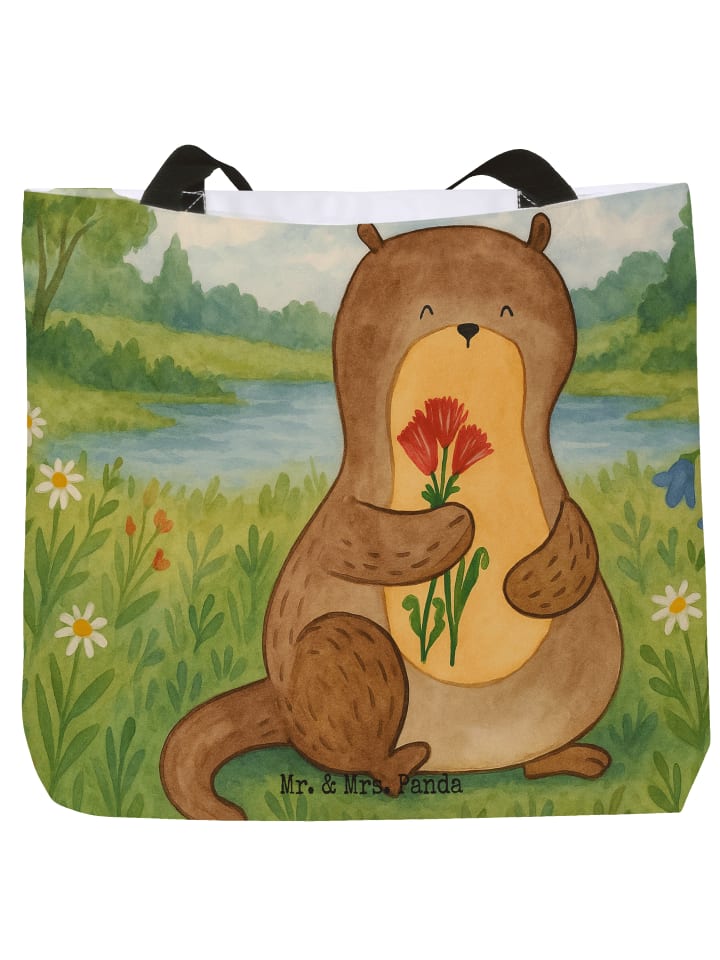 Tasche Otter Blumenstrauß Design ohne Spruch in Weiß