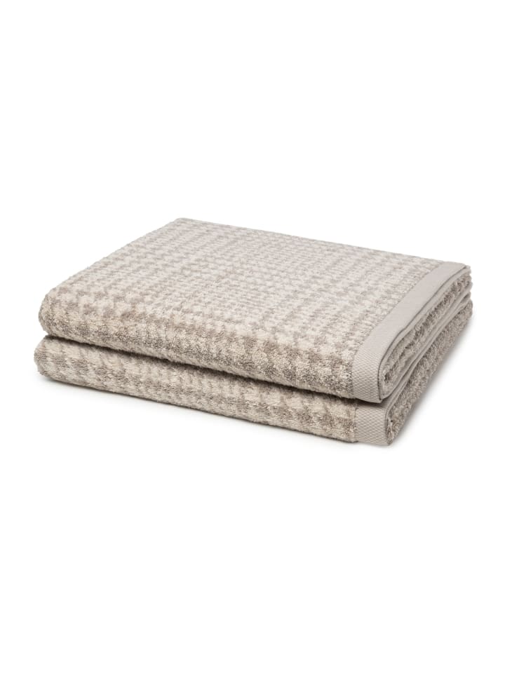 2 X Duschtuch im Set Brooklyn Glencheck in Nature/Cashmere