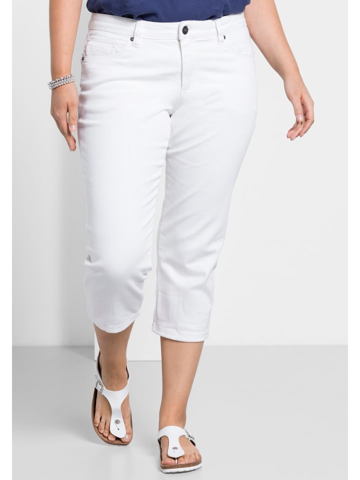 Caprijeans in white denim