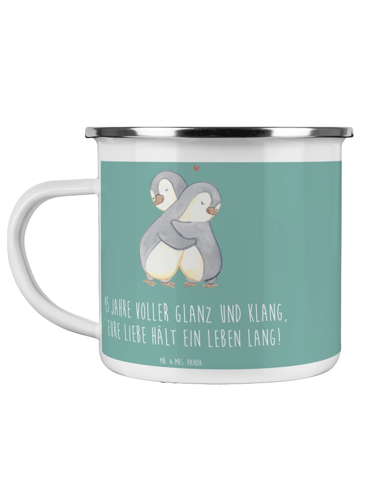 Emaille Tasse 45. Hochzeitstag Messinghochzeit ... in Meeresbrise