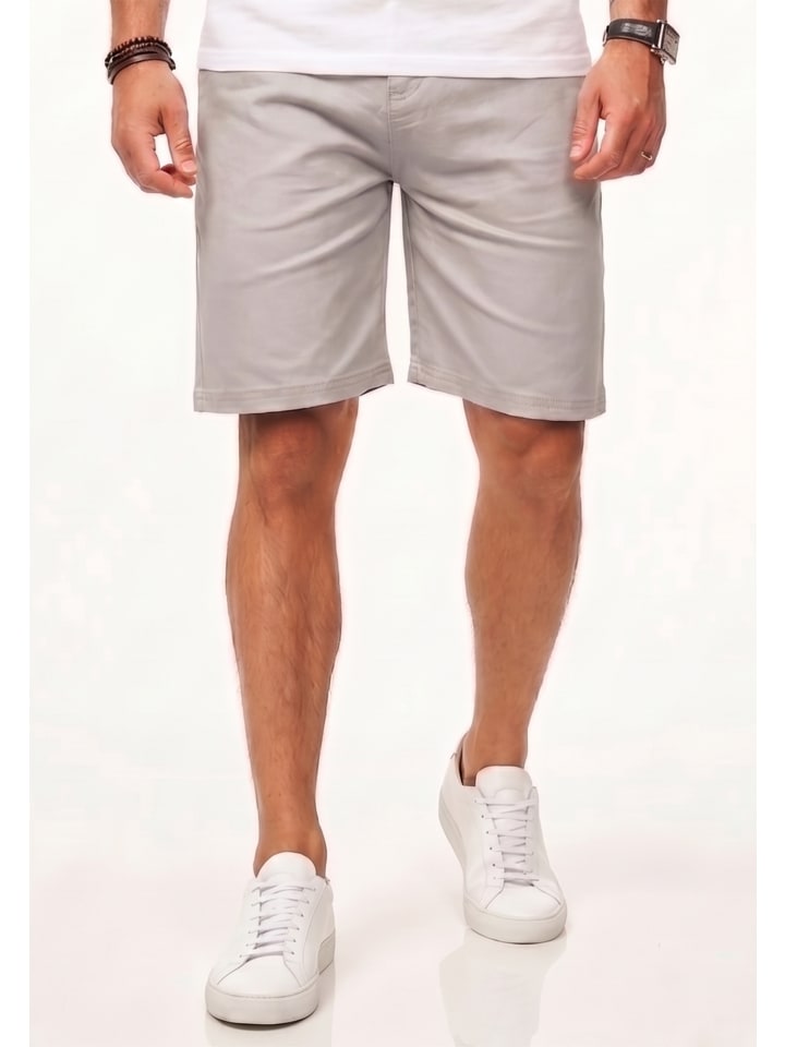 Chinoshorts - Kurze Hose mit Stretch inkl. Gürtel für Herren in Grey