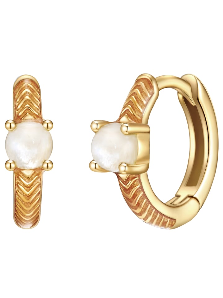 Creolen aus Sterling Silber mit Mondstein in gelbgold