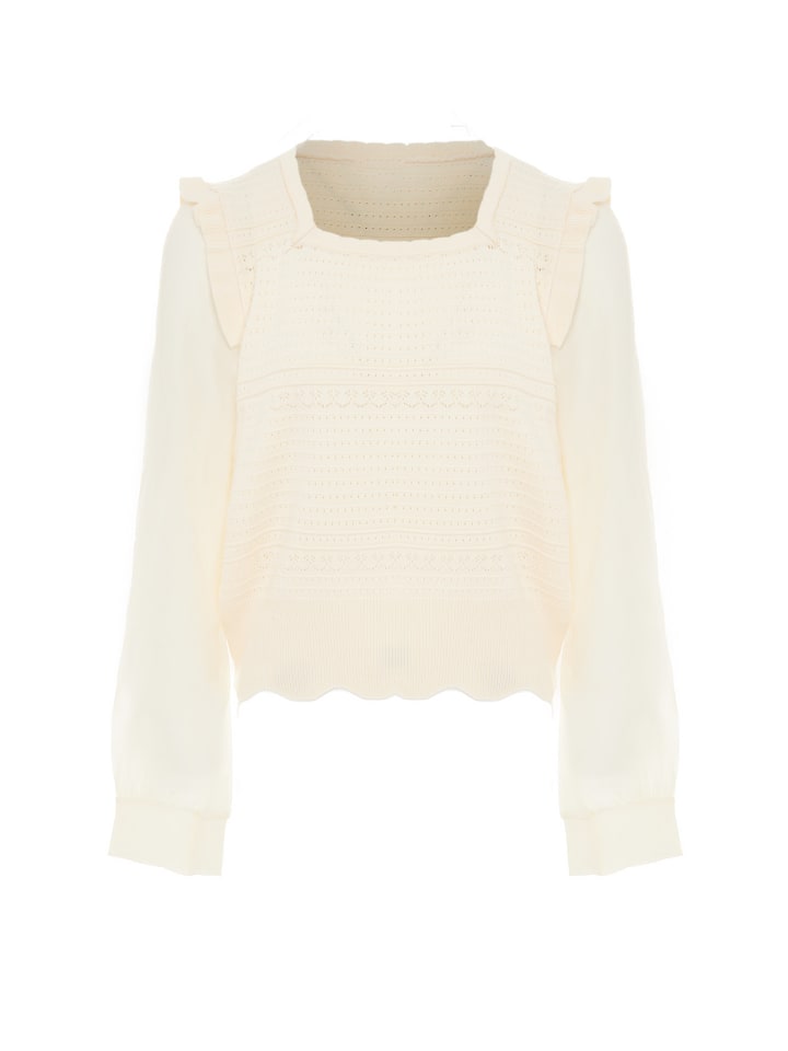 Damen Longsleeveshirt in Wollweiss
