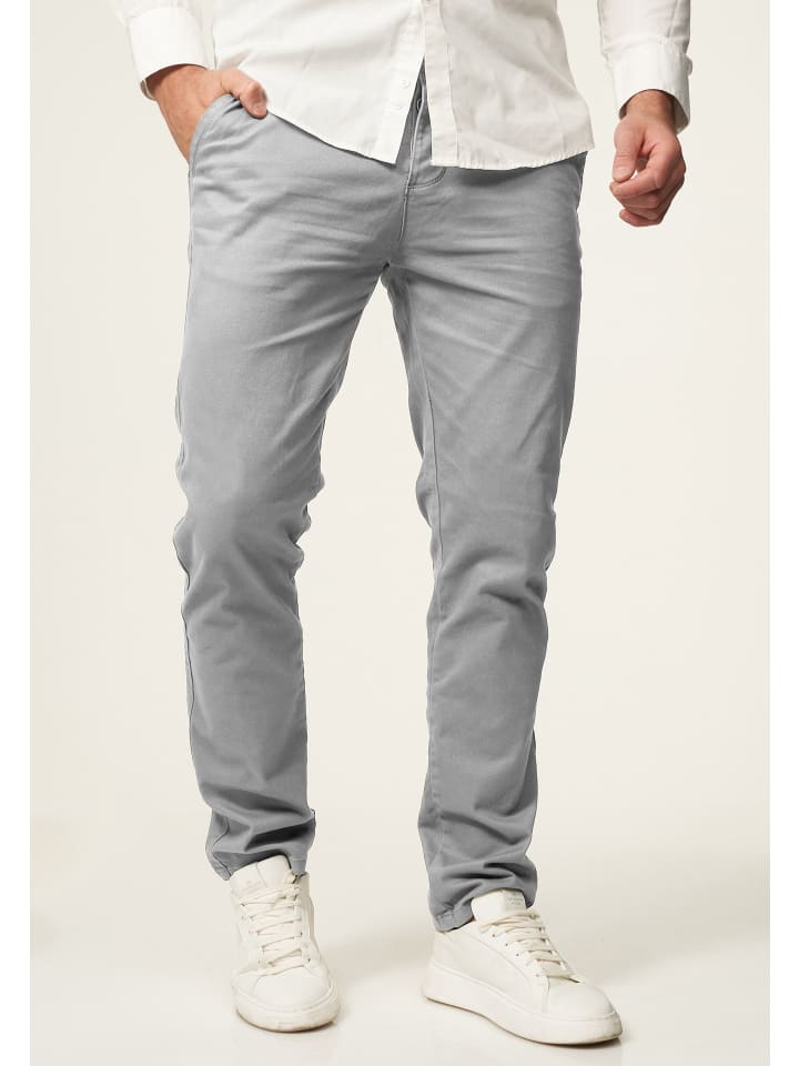 Chinohose - DCPROVO Chino Hose Elastische Jeans Stoffhose Slim-Fit in Hellgrau