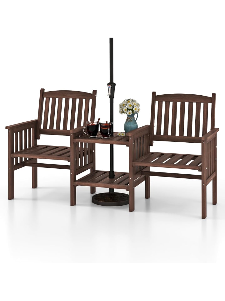 Gartenbank mit Tisch 165x60x88cm in Braun