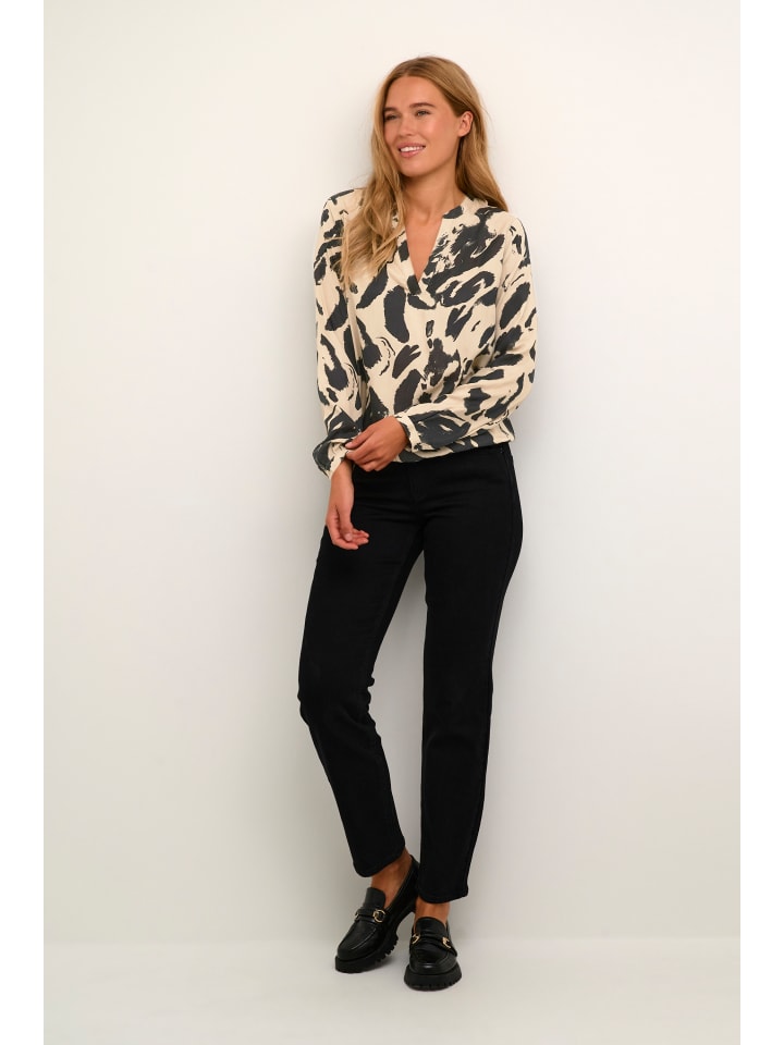 Bluse langarm KAditte Regular fit in Black/Feather Gray Leo