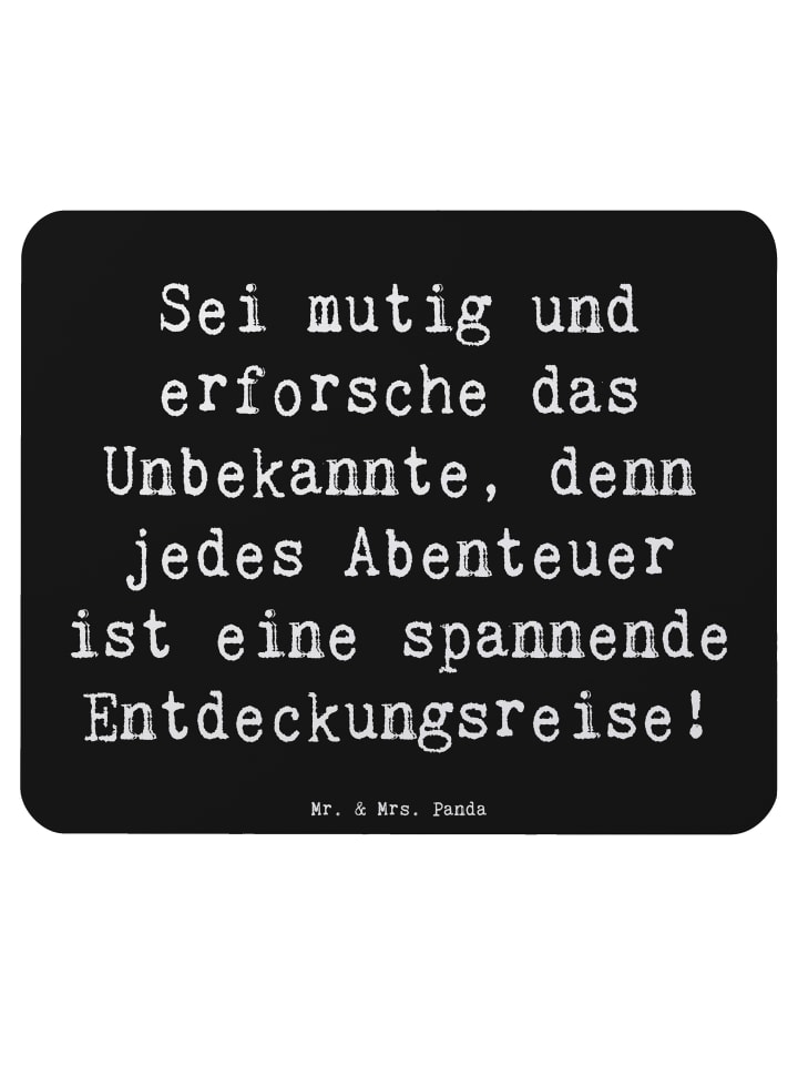 Maus-Pad Spruch Unbekannte Orte erkunden mit Sp... in Schwarz