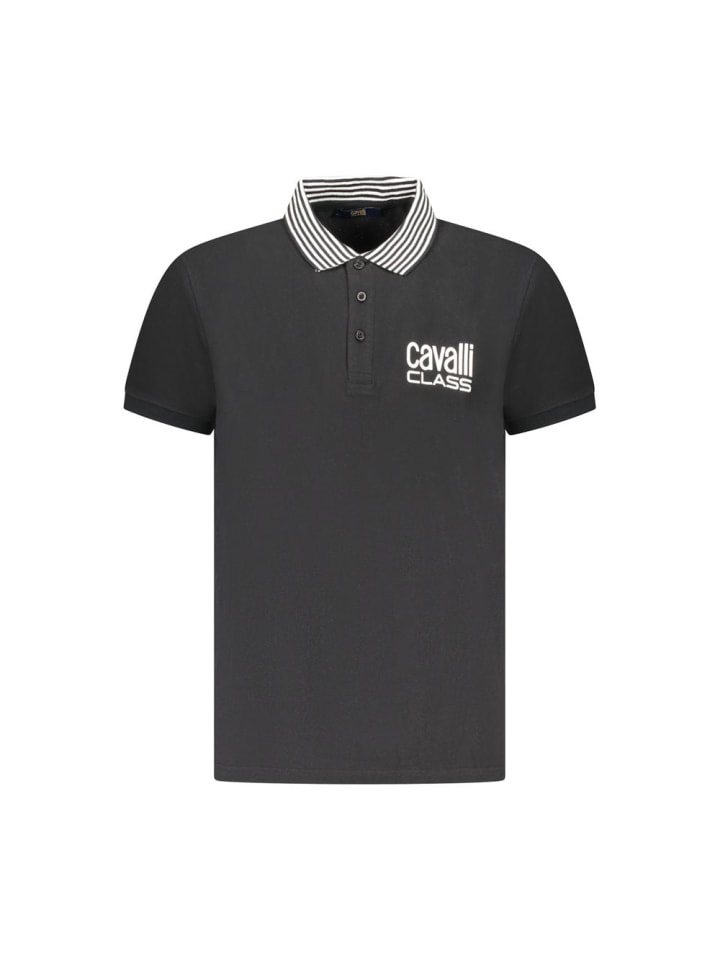 Schwarz Baumwolle Herren Polo Hemd