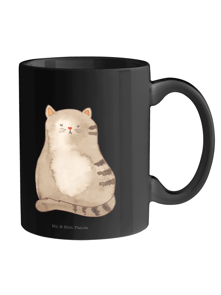 Kaffeebecher Katze Sitzen ohne Spruch in Schwarz