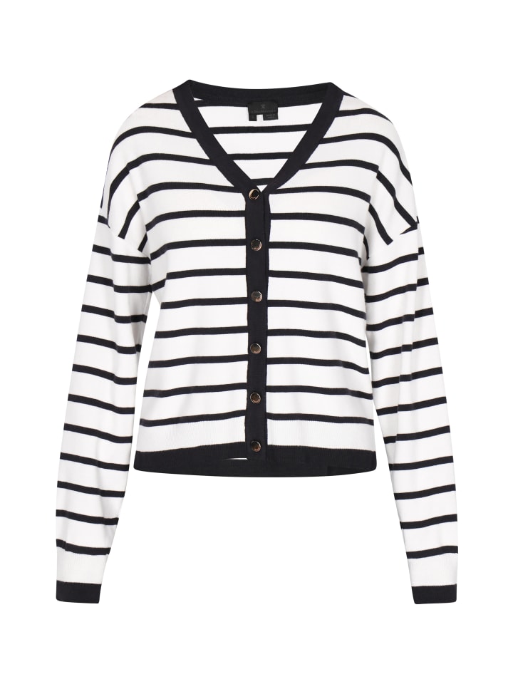 Women Cardigan in navy white stripe