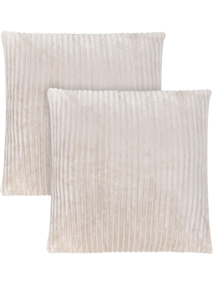 2 Kissenbezüge aus Streifen-Flanell 60x60 cm Salta in Taupe