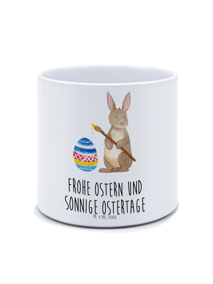 Pflanzkübel Hase Eier Malen mit Spruch in Weiß