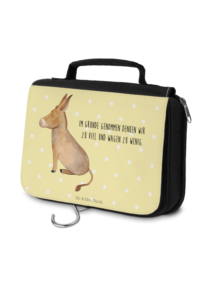 Kosmetiktasche Esel mit Spruch in Gelb Pastell